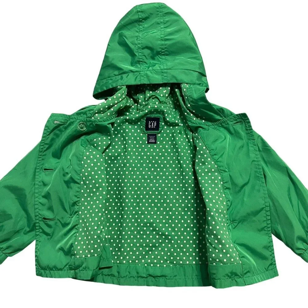 Baby Gap 3Y Green Jersey Lined Raincoat Jacket